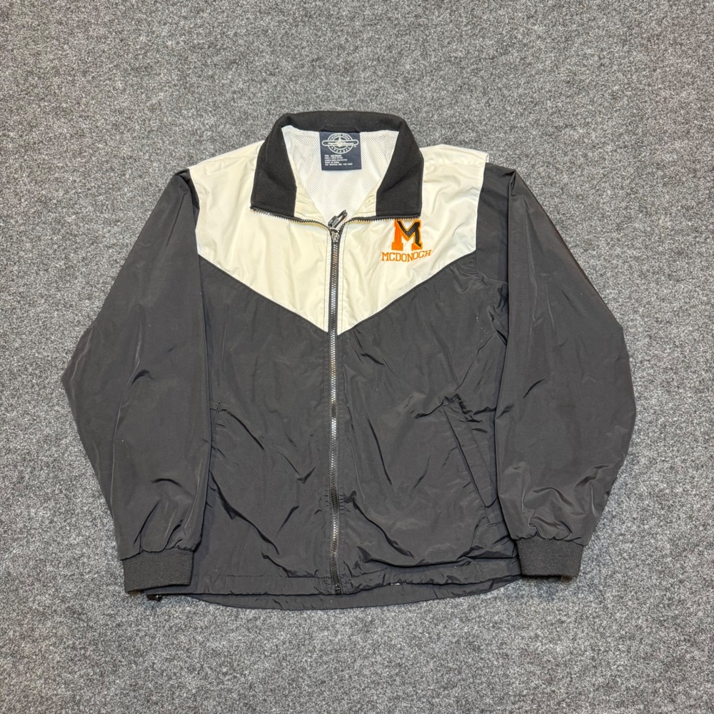 Charles River Apparel Mens McDonogh Windbreaker Jacket Black Cream Size Medium